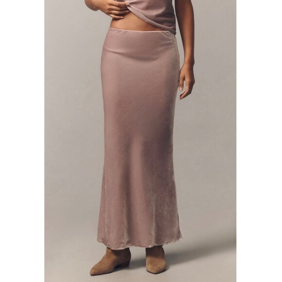 Anthropologie Tilda Maxi Slip Skirt  And Strapless Top Set Velvet Edition Size S - Picture 2 of 10